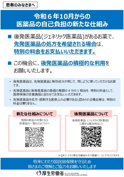 令和6年10月からの医薬品の自己負担の新たな仕組み